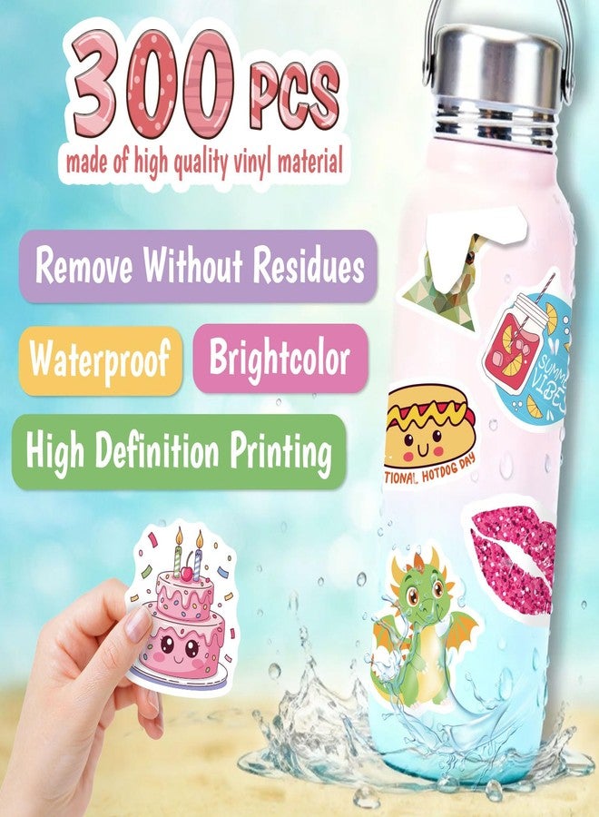 Wninbu 300 PCS Cute Stickers for Kids,Water Bottle Sticker Pack for Teens Girls Boys,Kawaii Waterproof Vinyl Stickers for Water Bottles,Skateboard,Laptop Students Classroom Decor Prizes (Cute 300 pcs) - Image 4